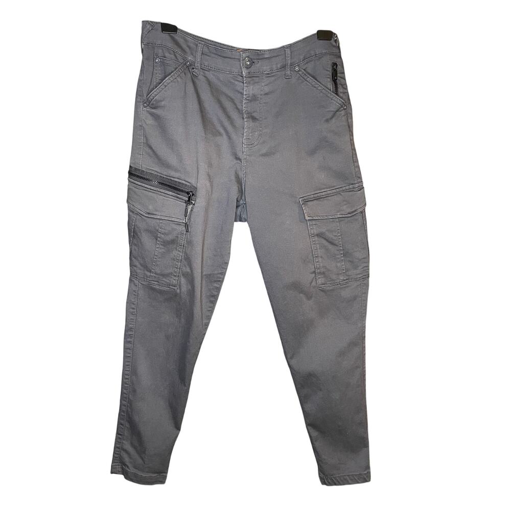 Jack & Jones Gray Tapered Cargo Pants Men 32 Stretch Utility Workwear Streetwear
